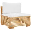 9 Piece Patio Lounge Set with Cushions Solid Wood Teak