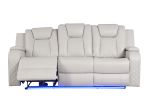 Benz LED & Power Recliner 3 PC Made With Faux Leather in Ice