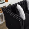 LTL, Black, Velvet, 2+3 Seat Sofa Set, Acrylic Feet, Cushion Combination Lounge Sofa, Deep Tufted Button Luxury Sofa for Living Room