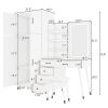 Makeup Vanity Table and Large Armoire Wardrobe Set, Dressing Table with LED Mirror and Power Outlets and 5 Drawers, 4 Door Bedroom Closet, White