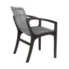 Tye 25 Inch Patio DIning Chair, Dark Eucalyptus Wood, Gray Rope Seating