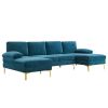 U-Shaped 4-Seat Indoor Modular Sofa Blue-Green Color