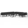11 Piece Patio Lounge Set with Cushions Aluminum Anthracite
