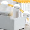 306*96*83cm Teddy Velvet, 26cm Fully Detachable Armrests, Three-Seater With Side Pockets, Backrest Pull Points, Indoor Multi-Person Sofa, Off-White
