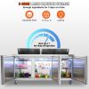 VEVOR Commercial Refrigerator, 72" Sandwich & Salad Prep Table, 17.73 Cu. Ft Stainless Steel Refrigerated Food Prep Station with 18 Pans, Cut Board