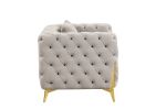 Contempo Buckle Fabric Modern Style 2Pc(Sofa + Chair) Living Room Set Made with Wood in Light Gray
