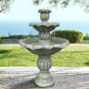 39.3inches Outdoor Concrete Floor Water Fountain with Submersible Electric Pump for Yard Patio Lawn Home Decor