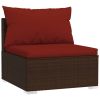 13 Piece Patio Lounge Set with Cushions Brown Poly Rattan