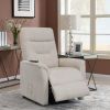 Beige Upholstered Power Lift Recliner with Storage Pocket