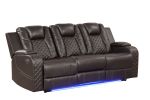 Benz LED & Power Recliner 3 PC Made With Faux Leather in Brown