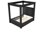 Monica luxurious Four-Poster King 5 Pc Vanity Bedroom Set Made with Wood in Black