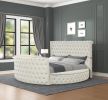 Maya Crystal Tufted King 5 Pc Vanity Bedroom Set Made with Wood in Cream