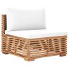 8 Piece Patio Lounge Set with Cream Cushion Solid Teak Wood