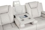 Benz LED & Power Recliner 3 PC Made With Faux Leather in Ice