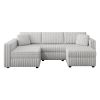 106.3" Soft Rabbit Plush U-shaped 4-Person Sofa. Matches 30.7" Ottoman with Hydraulic Lift. Comfortable & Stylish. For Bedroom & Living Room. Light Gr