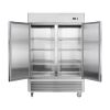 54"W Commercial Freezer 2 Section 2 Solid Door Stainless Steel Reach-in Freezer 42.2 Cu.ft. Upright Fan Cooling Freezer for Restaurant, Bar, Shop