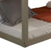 Rustic Grey Twin Over Twin Bunk Bed with Built-in Ladder