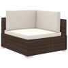 12 Piece Patio Lounge Set with Cushions Poly Rattan Brown