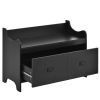 ON-TREND Modern Style 4-in-1 Multiple Functions Hallway Coat Rack with Seven Metal Black Hooks, Entryway Bench Hall Tree with Ample Storage Drawer