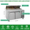 Orikool 67 IN Commercial Pizza Prep Table with a Built-in Refrigerator 20.3 Cu.Ft, Butcher Block Cutting Board, Protection Lid, Cold Storage