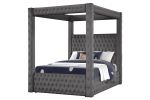 Monica luxurious Four-Poster King 5 Pc Vanity Bedroom Set Made with Wood in Gray