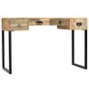 Desk Solid Mango Wood and Real Leather 46.1"x19.7"x29.9"