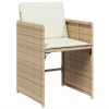 17 Piece Patio Dining Set with Cushions Beige Poly Rattan