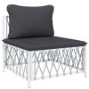 11 Piece Patio Lounge Set with Cushions White Steel