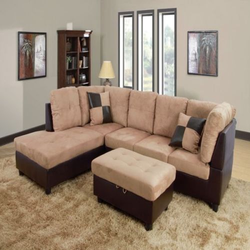 Beige and Brown Color Lint And PVC 3-Piece Couch Living Room Sofa Set A Beige and Brown Color Lint And PVC 3-Piece Couch Living Room Sofa Set A