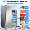 4 Door Dining Room Refrigerator with 8 Adjustable 48" Wide Stainless Steel Shelves 36 Cubic Feet Temperature Control 33��F~40��F
