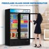 Commercial Beverage Refrigerators Glass Door Refrigerator Commercial with LED Light, 40 Cu.ft and 10 Shelves