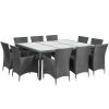 11 Piece Outdoor Dining Set with Cushions Poly Rattan Black
