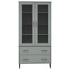 Bookcase with Metal Legs Gray 33.5"x13.8"x67.9" Solid Wood OSLO