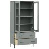 Bookcase with Metal Legs Gray 33.5"x13.8"x67.9" Solid Wood OSLO