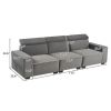 306*96*83cm Velvet, 26cm Fully Removable Armrests, Three-Seater With Side Pockets, Backrest Pull Points, Indoor Multi-Person Sofa, Dark Gray
