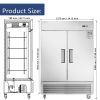 54"W Commercial Freezer 2 Section 2 Solid Door Stainless Steel Reach-in Freezer 42.2 Cu.ft. Upright Fan Cooling Freezer for Restaurant, Bar, Shop