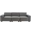 306*96*83cm Velvet, 26cm Fully Removable Armrests, Three-Seater With Side Pockets, Backrest Pull Points, Indoor Multi-Person Sofa, Dark Gray