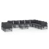 11 Piece Patio Lounge Set with Cushions Anthracite Steel