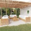 9 Piece Patio Lounge Set with Cushions Solid Wood Teak