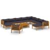 12 Piece Patio Lounge Set with Cushion Solid Acacia Wood