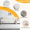 306*96*83cm Teddy Velvet, 26cm Fully Detachable Armrests, Three-Seater With Side Pockets, Backrest Pull Points, Indoor Multi-Person Sofa, Off-White