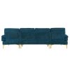 U-Shaped 4-Seat Indoor Modular Sofa Blue-Green Color