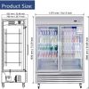 54"W Commercial Refrigerator 2 Section 2 Glass Door Stainless Steel Display Refrigerator 42.2 Cu.ft. Reach-in Merchandising Refrigerator Upright Fan C
