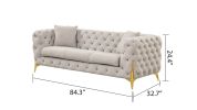 Contempo Buckle Fabric Modern Style 2Pc(Sofa + Chair) Living Room Set Made with Wood in Light Gray