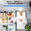4 Door Dining Room Refrigerator with 8 Adjustable 48" Wide Stainless Steel Shelves 36 Cubic Feet Temperature Control 33��F~40��F