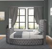 Maya Crystal Tufted King 5 Pc Vanity Bedroom Set Made with Wood in Gray