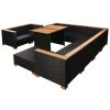 10 Piece Patio Lounge Set with Cushions Poly Rattan Black