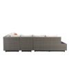 ACME Salena Patio Sectional & Cocktail Table in Beige Fabric & Gray Wicker 45020