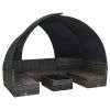 9 Piece Patio Lounge Set with Canopy Poly Rattan Anthracite