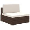 12 Piece Patio Lounge Set with Cushions Poly Rattan Brown